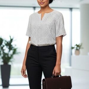 NEW Ivanka Trump Monochrome Patterned Blouse size S